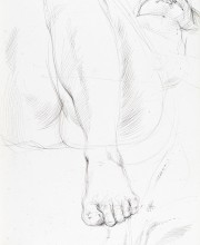 Posa in Accademia 2, punta d'argento su carta preparata, 21x15cm, 2013